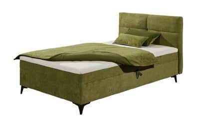 Bezug Vinci 75 winter moss - 95% Polyester/5% Polyamid, 4-Gang-Bonell-Federkernmatratze H2, integrierter Komfort-Schaumtopper (4cm), Bettkasten, Liegefläche 120/200cm, Liegehöhe 52cm