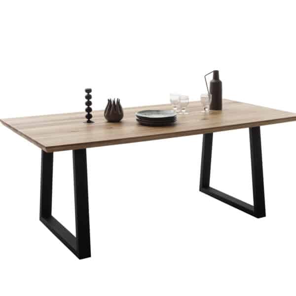 163 Palais Tisch 200x100 Schweizer Kante Zerreiche geölt Gestell U schwarz