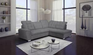 Stoff Glow 18 grey, mit Bettfunktion, Bettkasten und verstellbaren Kopfstützen, Schaumstoffpolsterung, Wellenunterfederung, Kunststofffüße chromfarbig 6cm, BHT 260x72-102x205cm, Liegefläche 190x125cm, Sitzhöhe 45cm, Sitztiefe 60cmHinweis Maßangaben
Alle genannten Maßangaben sind Circa-Maße