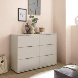 Korpus/Front Dekor, Farbe Kaschmir, 6 Schubkästen, BHT 121x91x38 cmHinweis Maßangaben
Alle genannten Maßangaben sind Circa-Maße